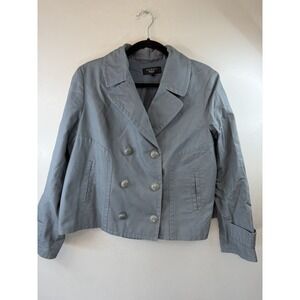 Talbots Petite Gray Double Breasted Clean Preppy Jacket Size 14P